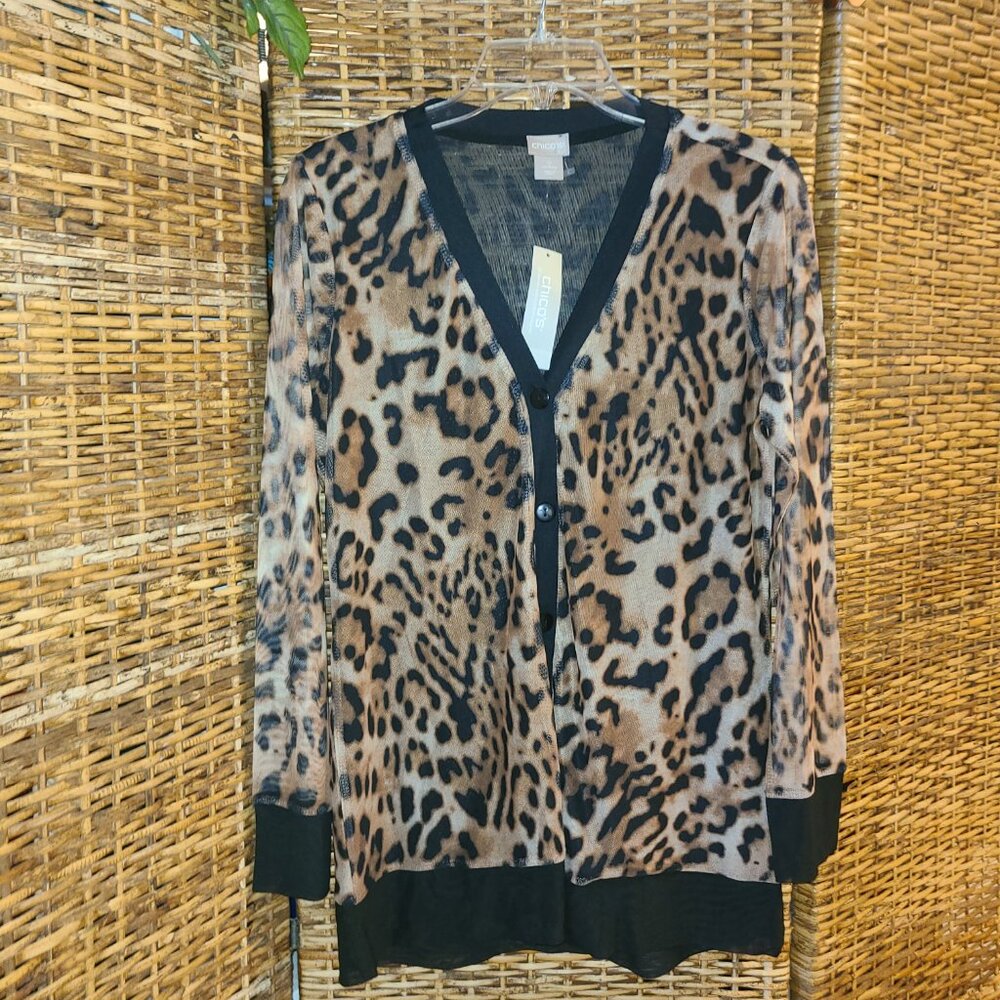 NWT Chico's Animal Mesh Tank & Cardigan Set Size 0/US S 2 Piece Set $115.00